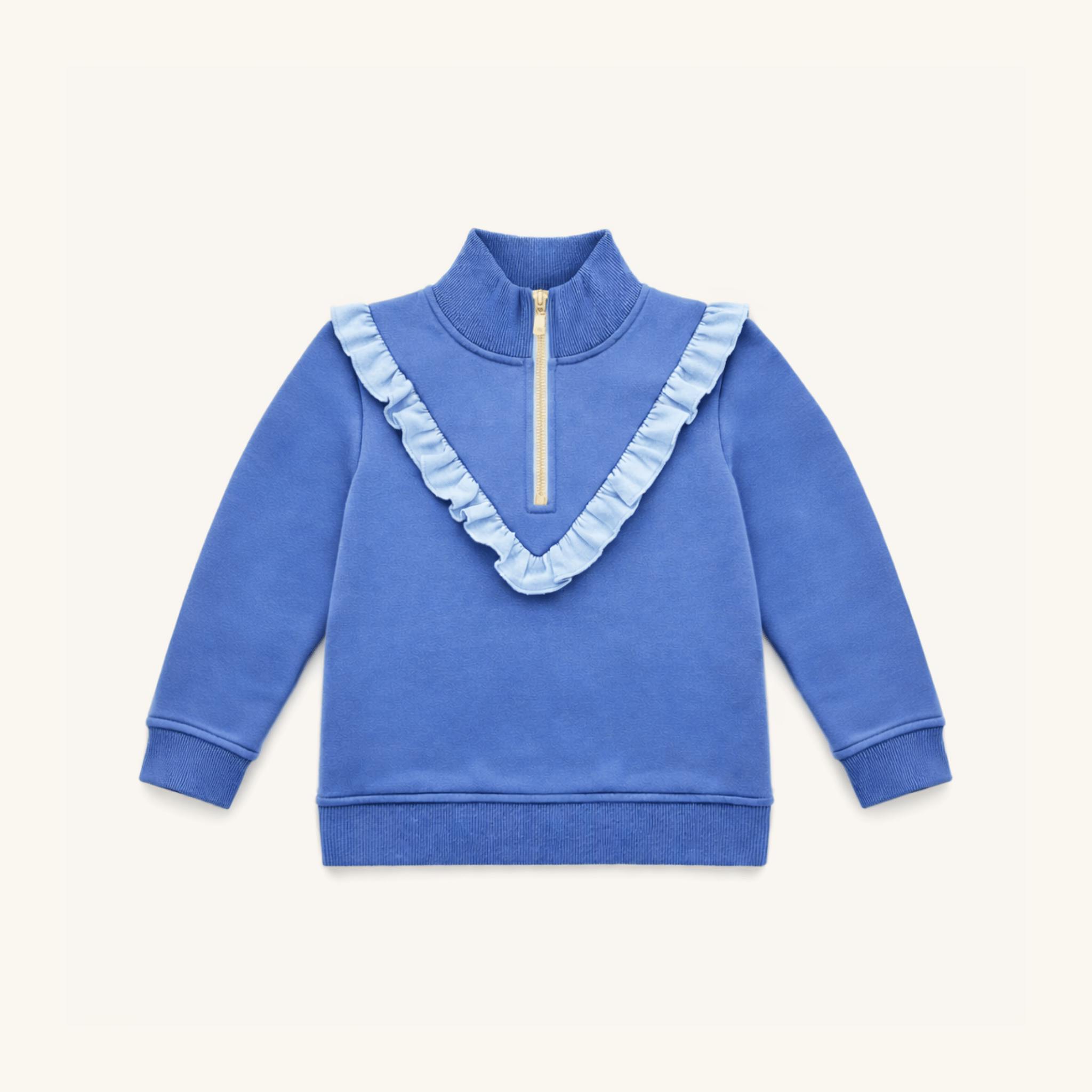 Girls' Half Zip in Blue/Light Blue