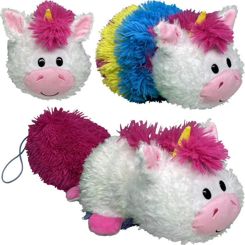FlipaZoo Magic Tails White to Yellow - 2-In-1 Animal Plush w/ Bonus 3" Baby Org