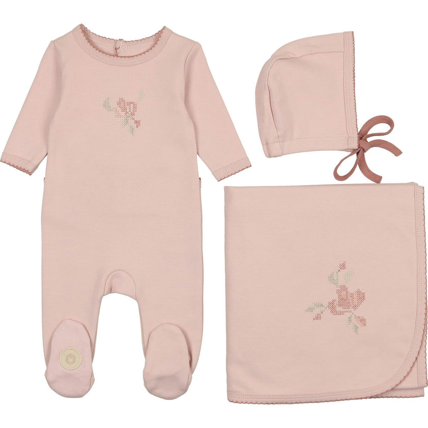 Heirloom Blossom Layette Set Ivory & Pink