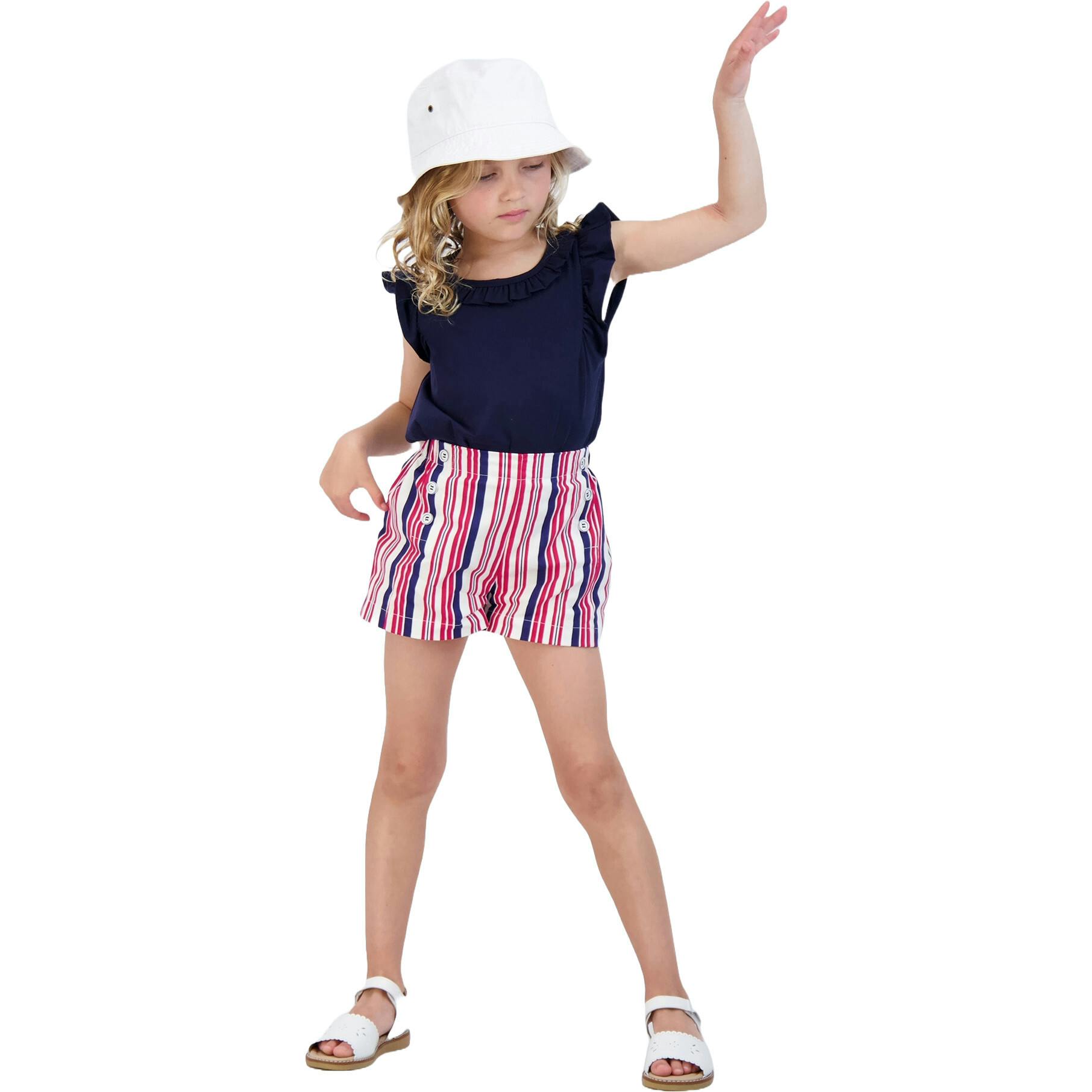 Sailor Button Shorts, Stripes