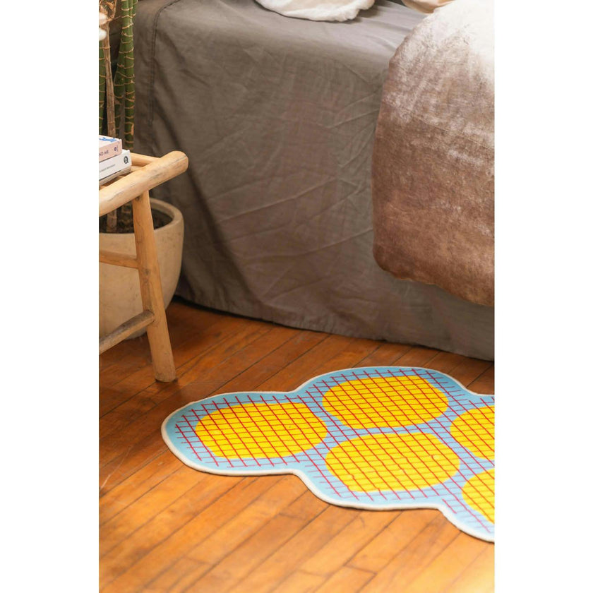 Yellow Grid Lemon Runner Rug by Johann Banta