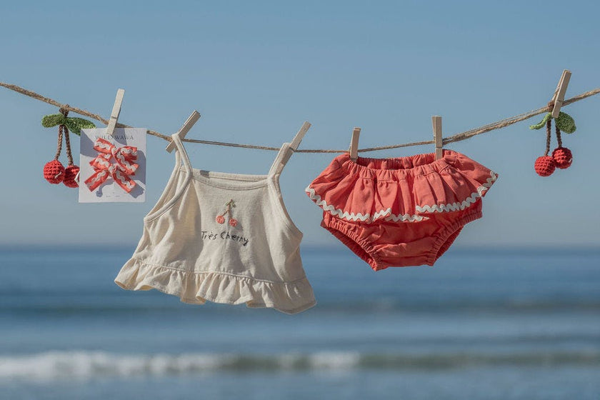 Ruffle Bloomer Set in Tres Cherry