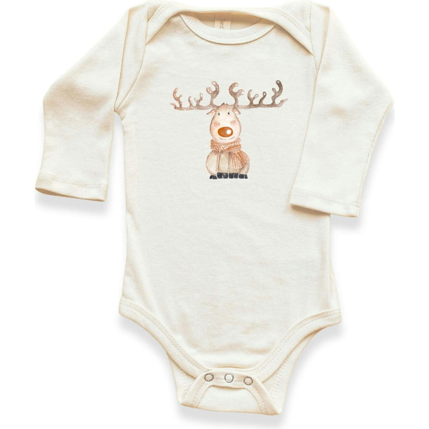 Reindeer Organic Baby Bodysuit Long Sleeve