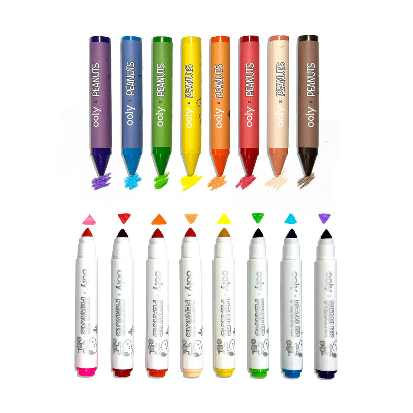 OOLY x Peanuts Coloring Activity & Sticker Kit - 8 Markers 8 Crayons