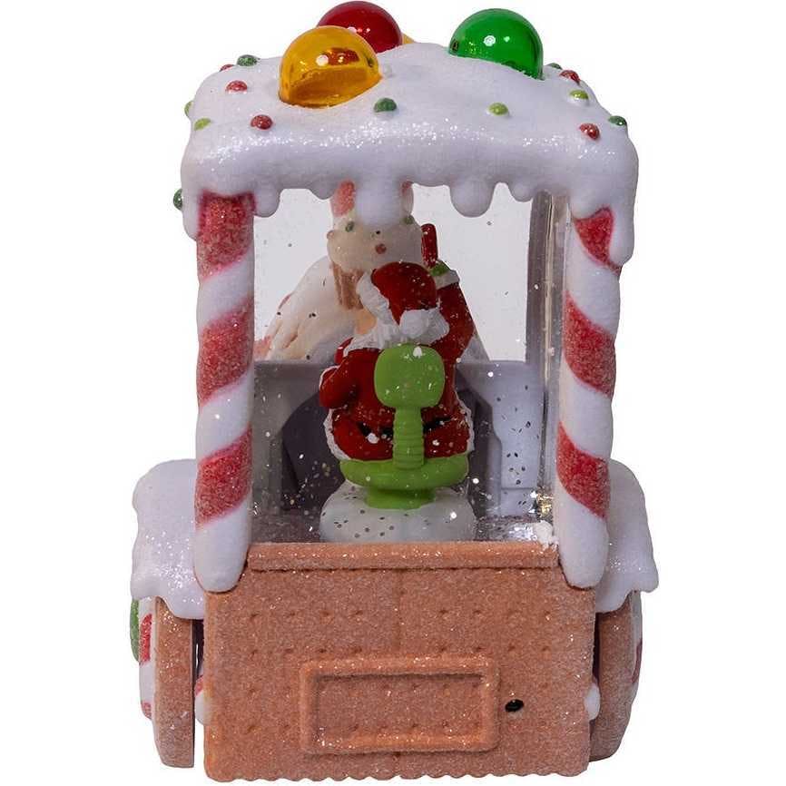 7.5-Inch Battery Operated USB LED Lighted Santa Train Lantern with Spinning Glitter Water.