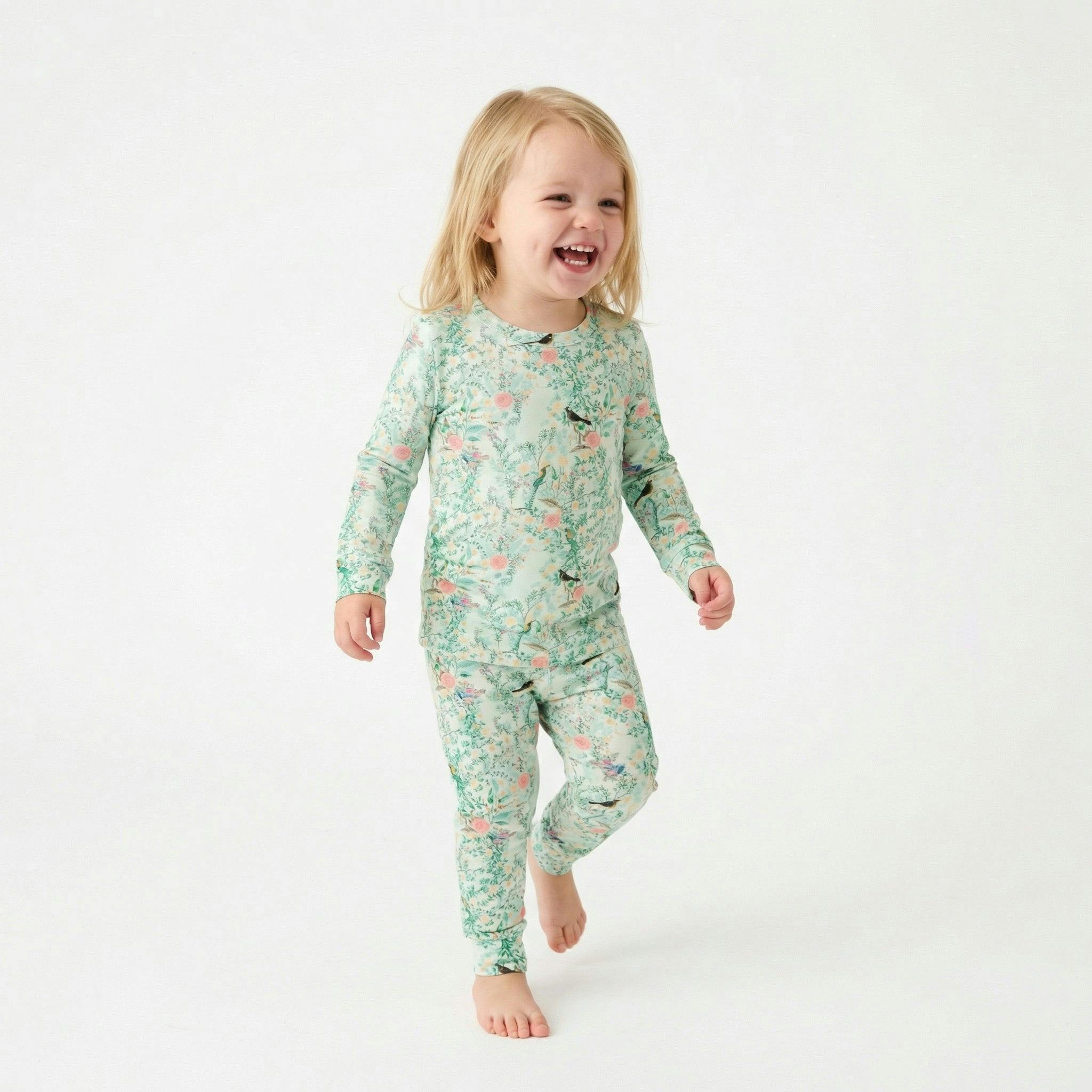Sage Blossom Bamboo Toddler Pajama Set