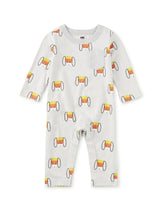 Long Sleeve Pocket Baby Romper, Candy Corn Dog