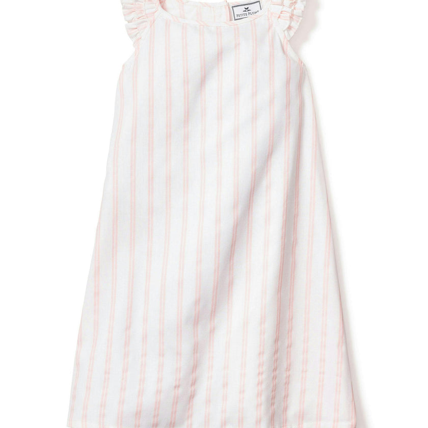 Girl's Twill Amelie Nightgown in Pink Stripe