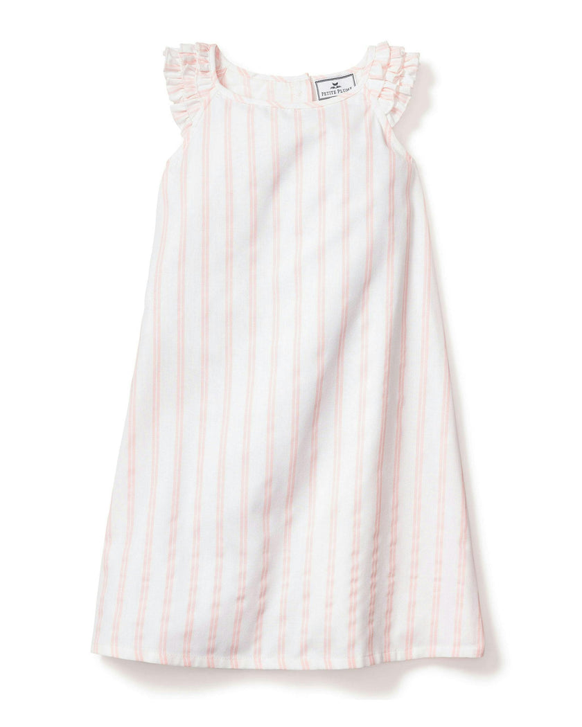 Girl's Twill Amelie Nightgown in Pink Stripe