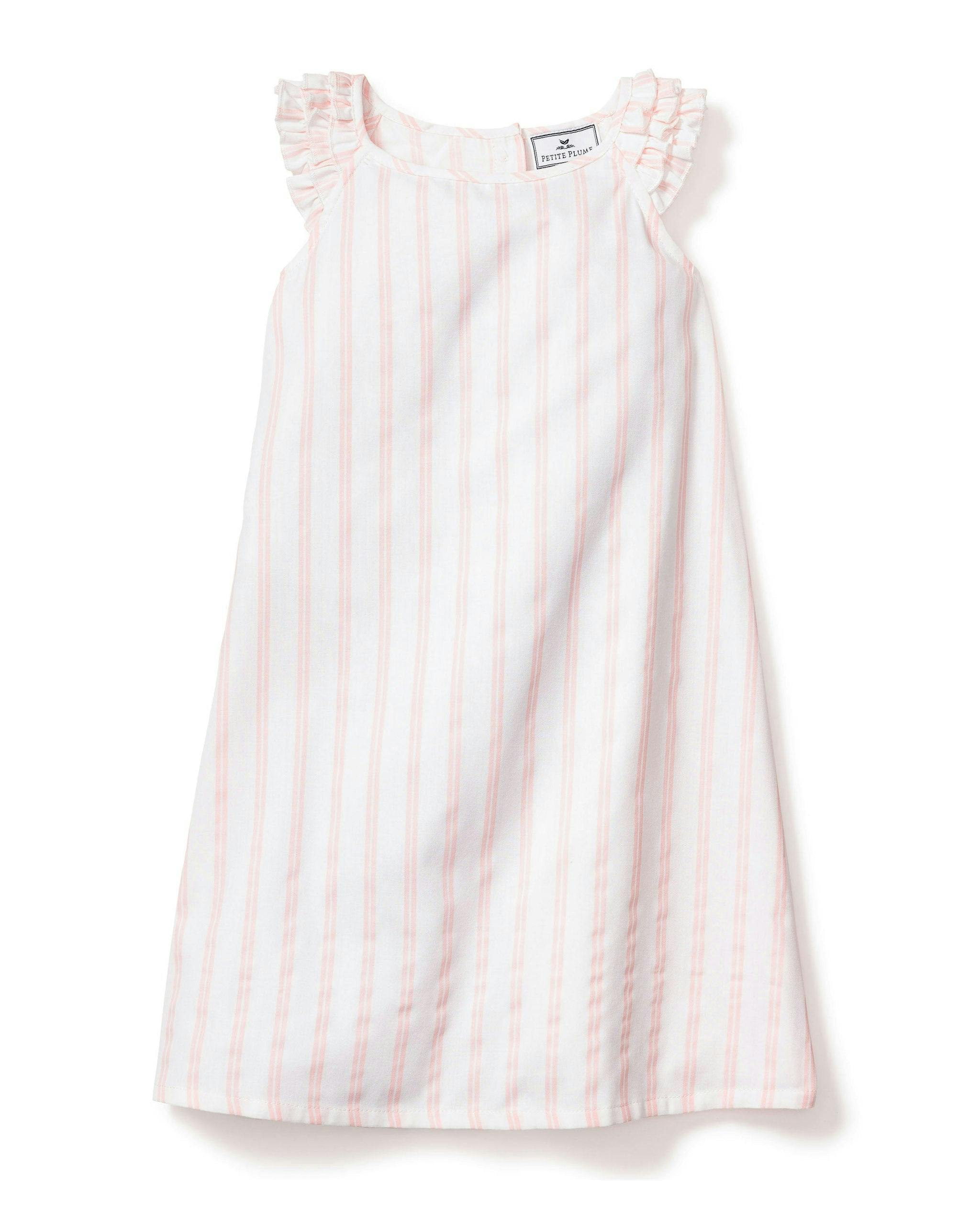 Girl's Twill Amelie Nightgown in Pink Stripe