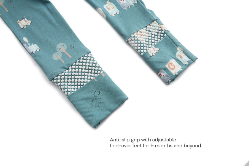 Bamboo Magnetic Footie Pajama - Le Petit Express Green