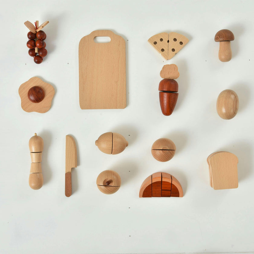 Wooden Play Food Sets for Kids Kitchen