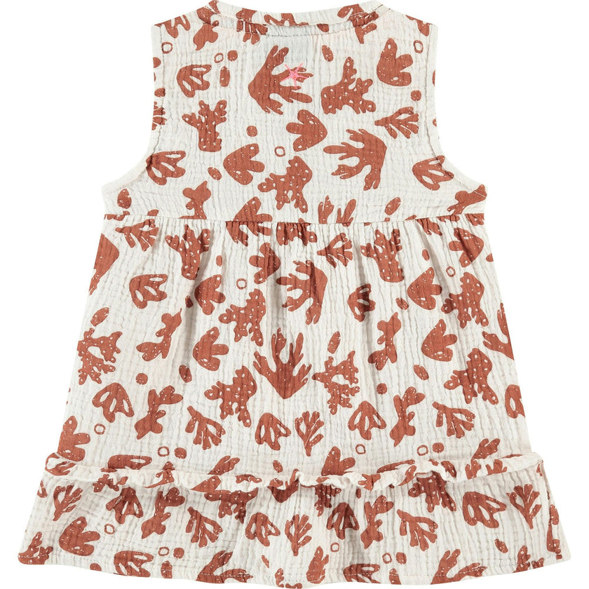 Flutter Cap Sleeves Gauze Ruffle Hem Dress