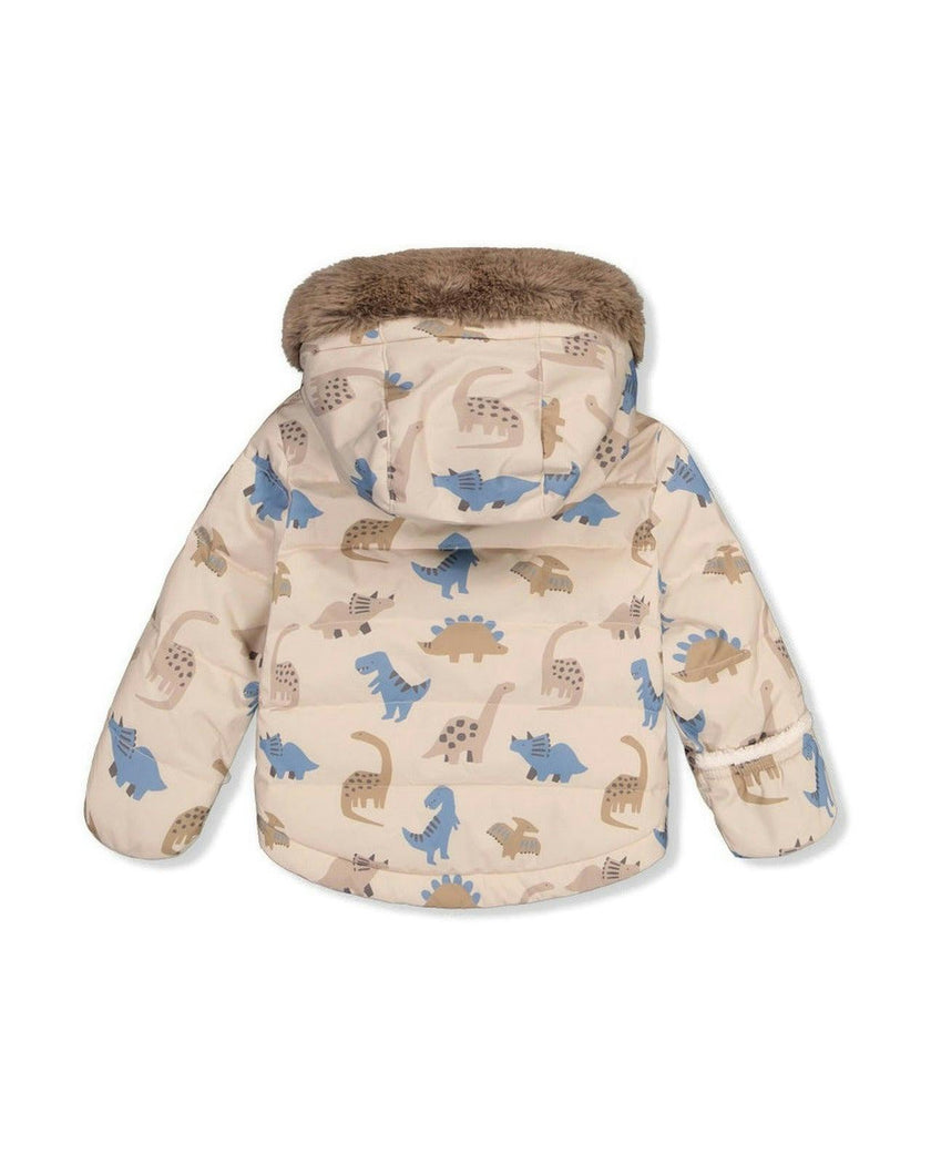 Baby Two Piece Snowsuit Blue Dinosaur Print