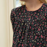 Piper Tiered Dress with Velvet Trim | Ebony Floral