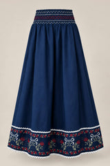 Bluebell Skirt in Sapphire Rosette Embroidery