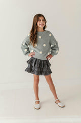 Girls Ruffled Skirt in Stormy Blue