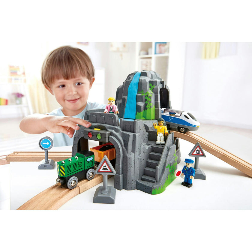 Hape: Light & Sound Mountain Tunnel Set&nbsp;- Rock Mountain Formation & Train Track