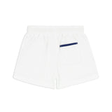 Boys White French Terry Shorts With Navy Trim