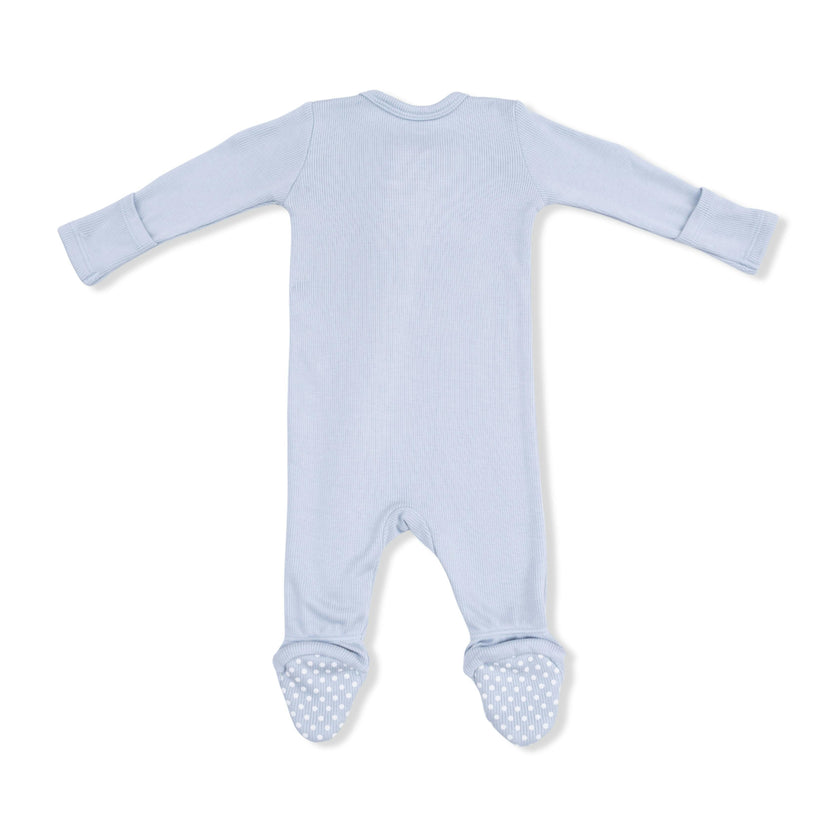 Solid Niagara Mist Rib - 2 Way Zipper Footie