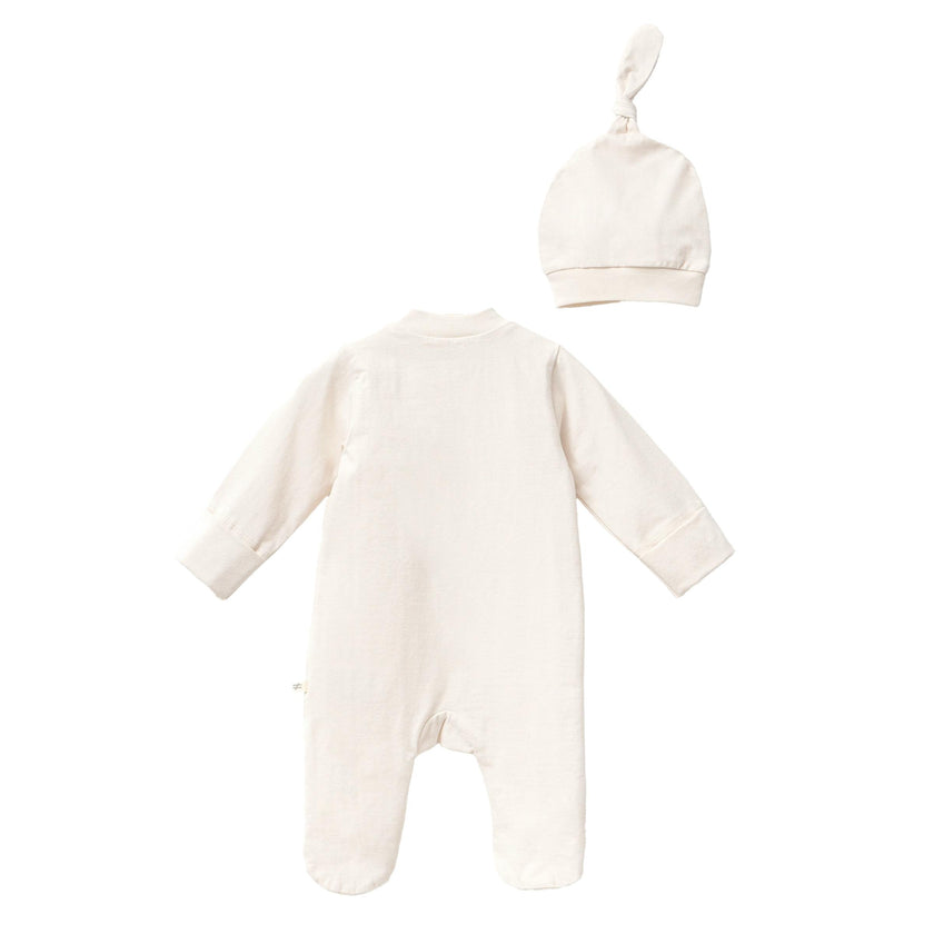 Cream First Graphic Babygrow & Hat