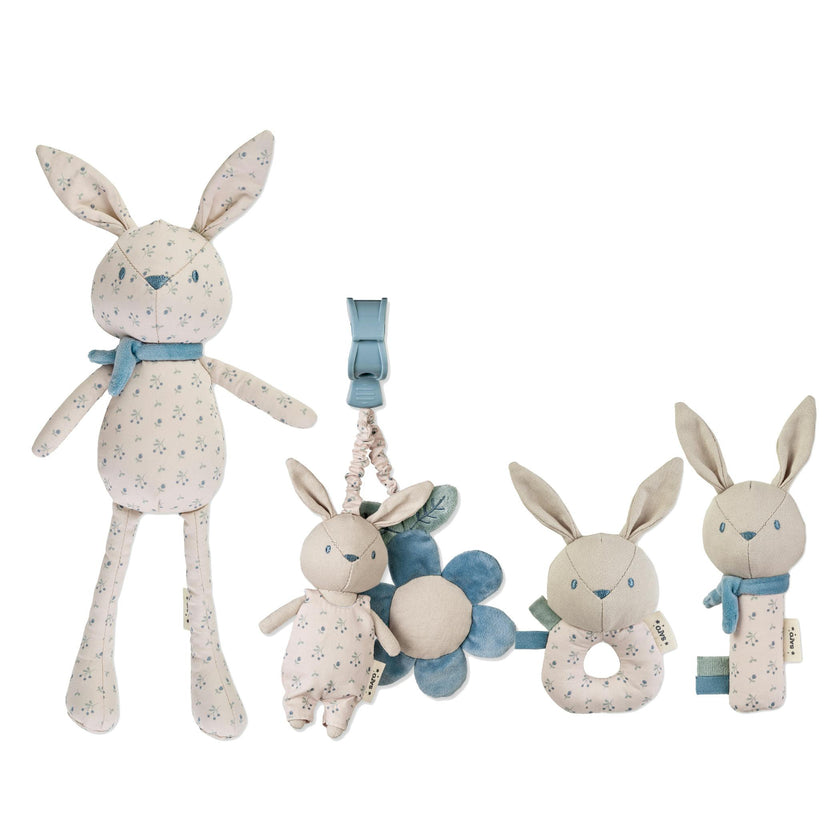 Bunnie Snuggles & Sensory Play Set Sage- Blue