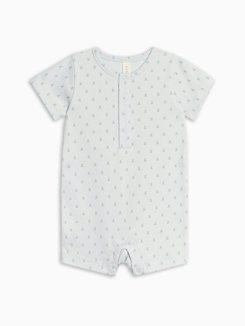 Mason Short Sleeve Romper - Tee Time / Powder + Laguna