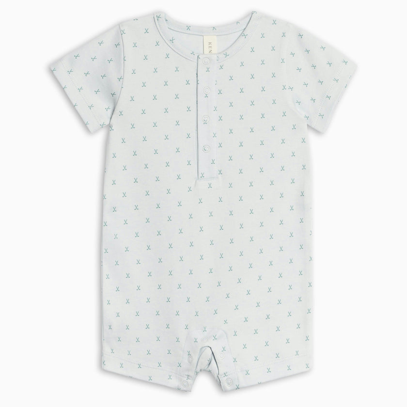 Mason Short Sleeve Romper - Tee Time / Powder + Laguna