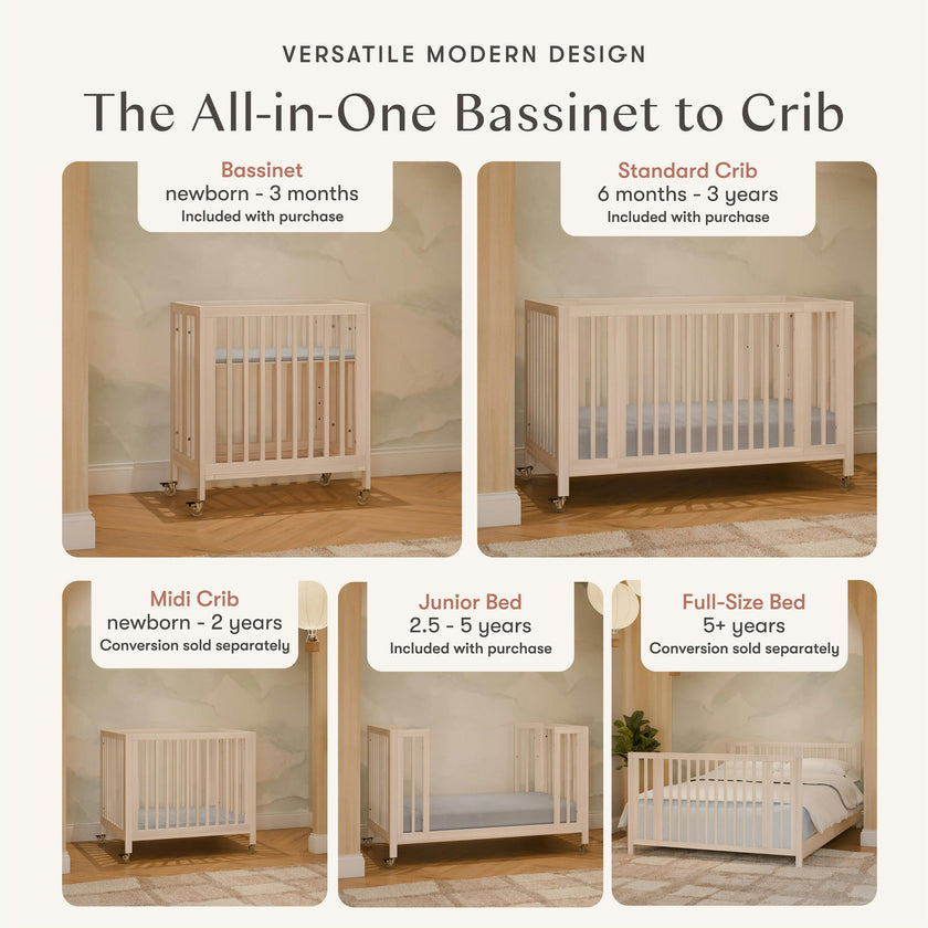Babyletto Rolli 9-in-1 Convertible All-Stages® Crib with Bassinet & Toddler Bed Conversion Kits