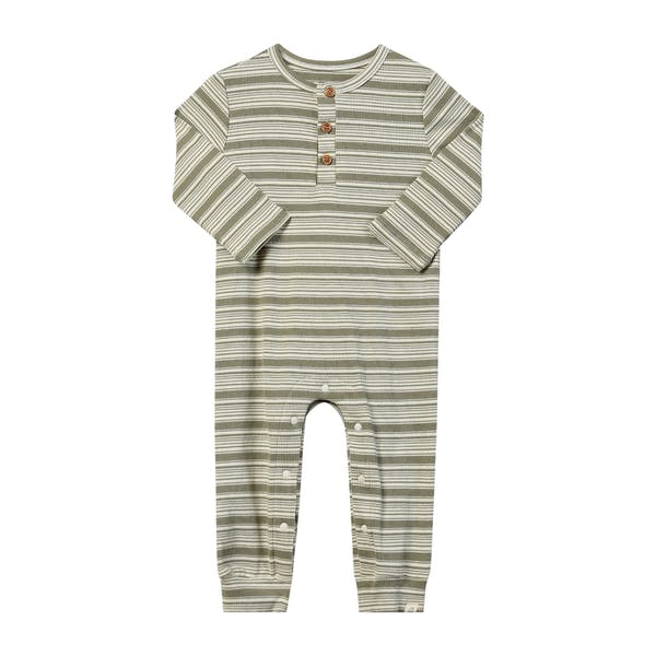 MASON Sage/Cream Ribbed Henley Romper