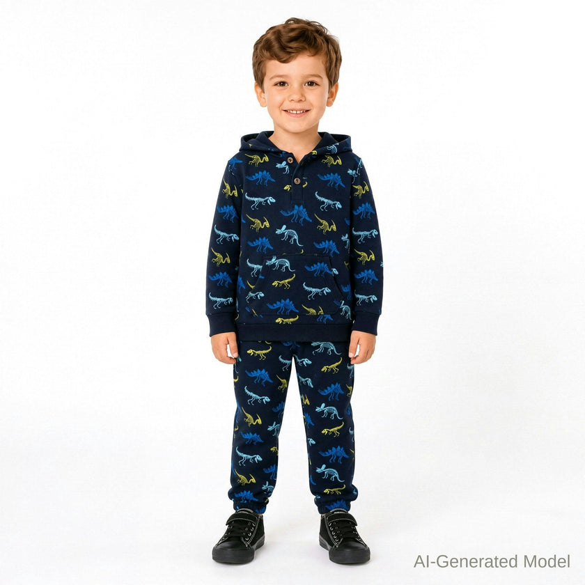 Kids (2-4) French Terry Hoodie & Jogger Set | Dino Adventure