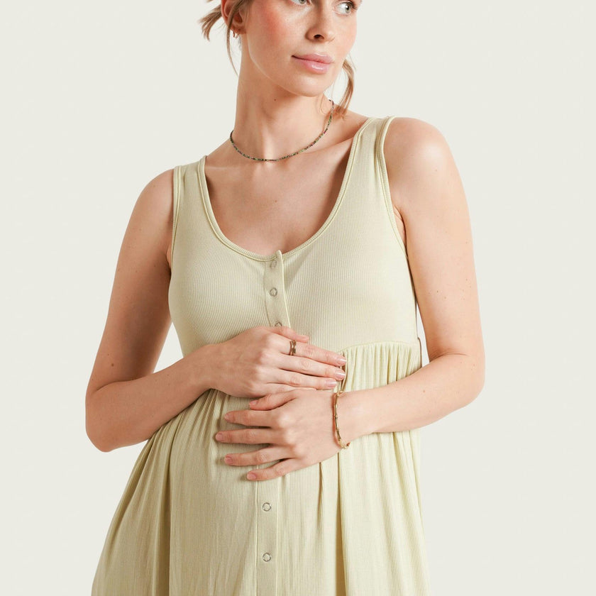 Women's Maternity Ribbed Modal Henley Dress
