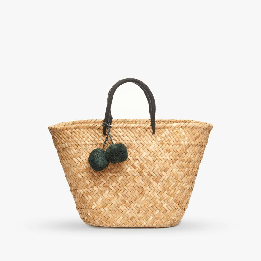 Oversized St Tropez Pom Pom Straw Tote
