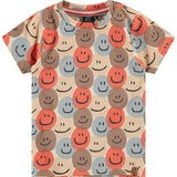 All-Over Multicolored Smiley Face Graphic Print T-Shirt