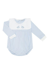 Blue Rocking Horse Embroidered Bubble LS