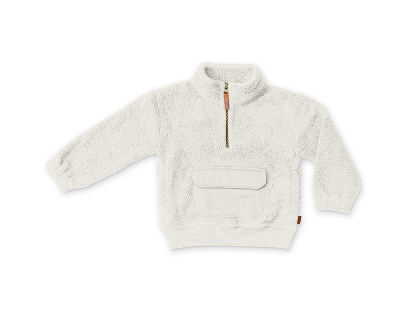 BIG KID SHERPA ZIP PULLOVER | ALABASTER