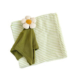 Green Stripe Swaddle and Lovey Set, Flower