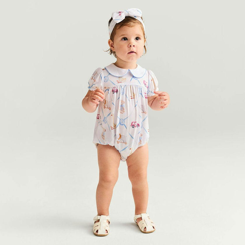 Oxford Peter Pan Collar Bubble Romper