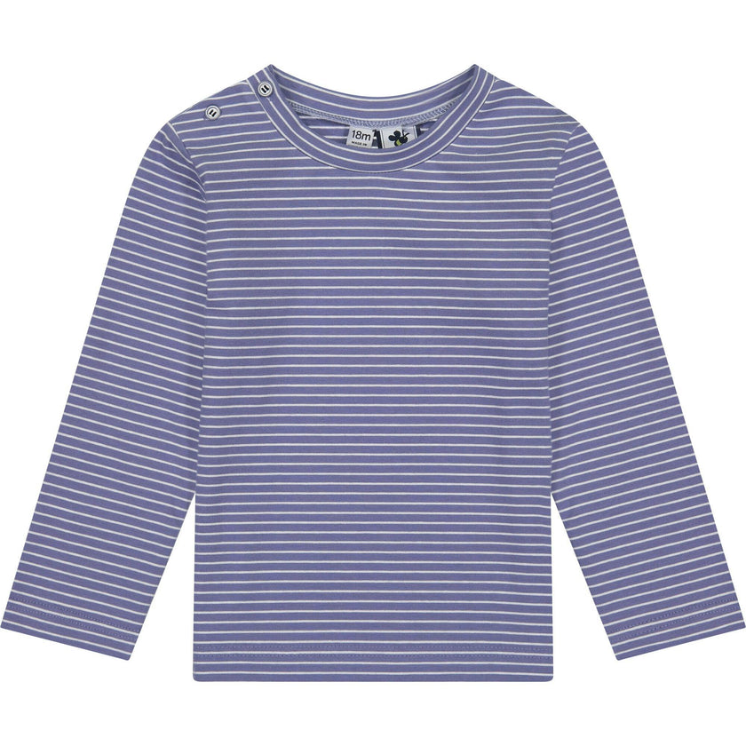 Henry Button Shoulder Long Sleeve Tee, Stripes