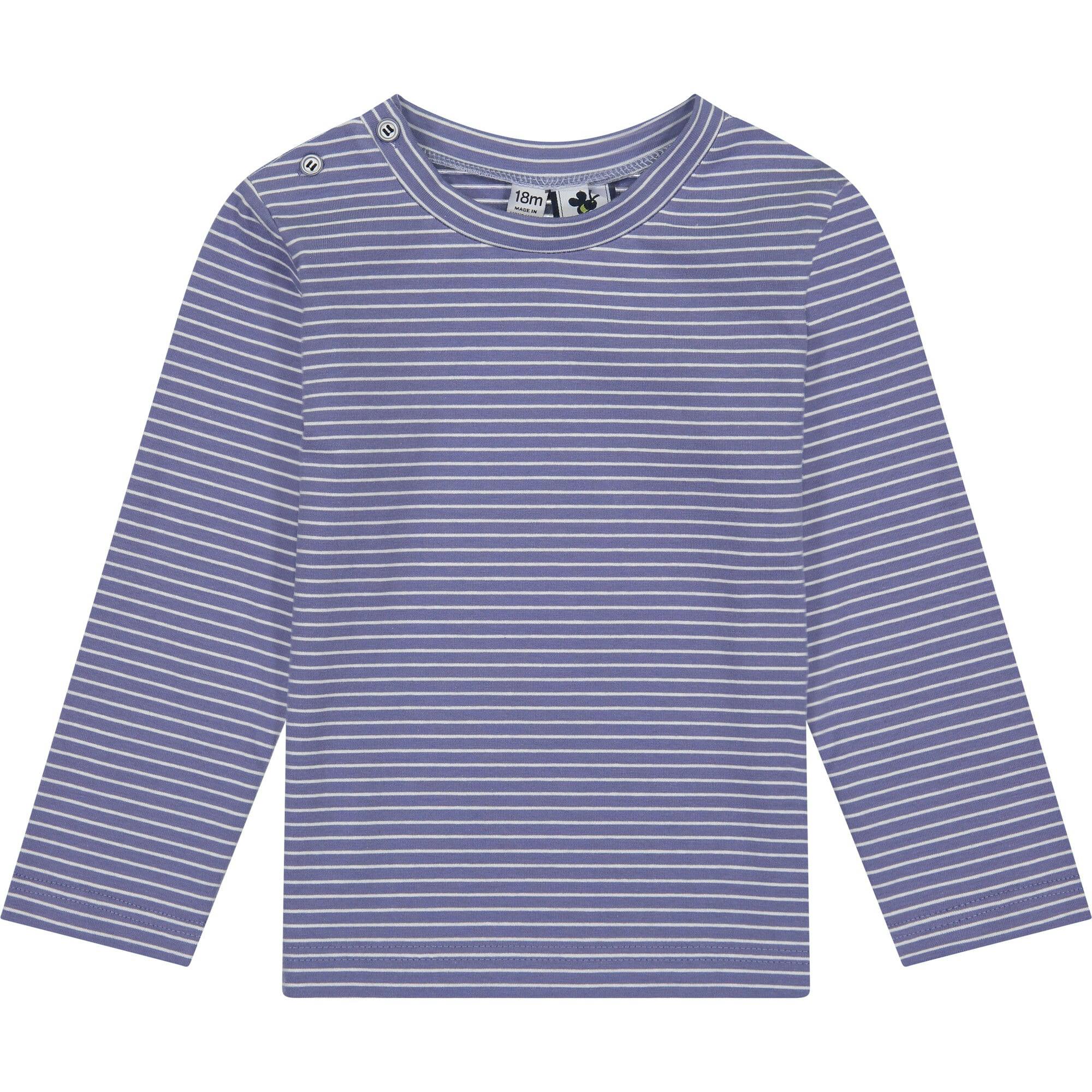 Henry Button Shoulder Long Sleeve Tee, Stripes