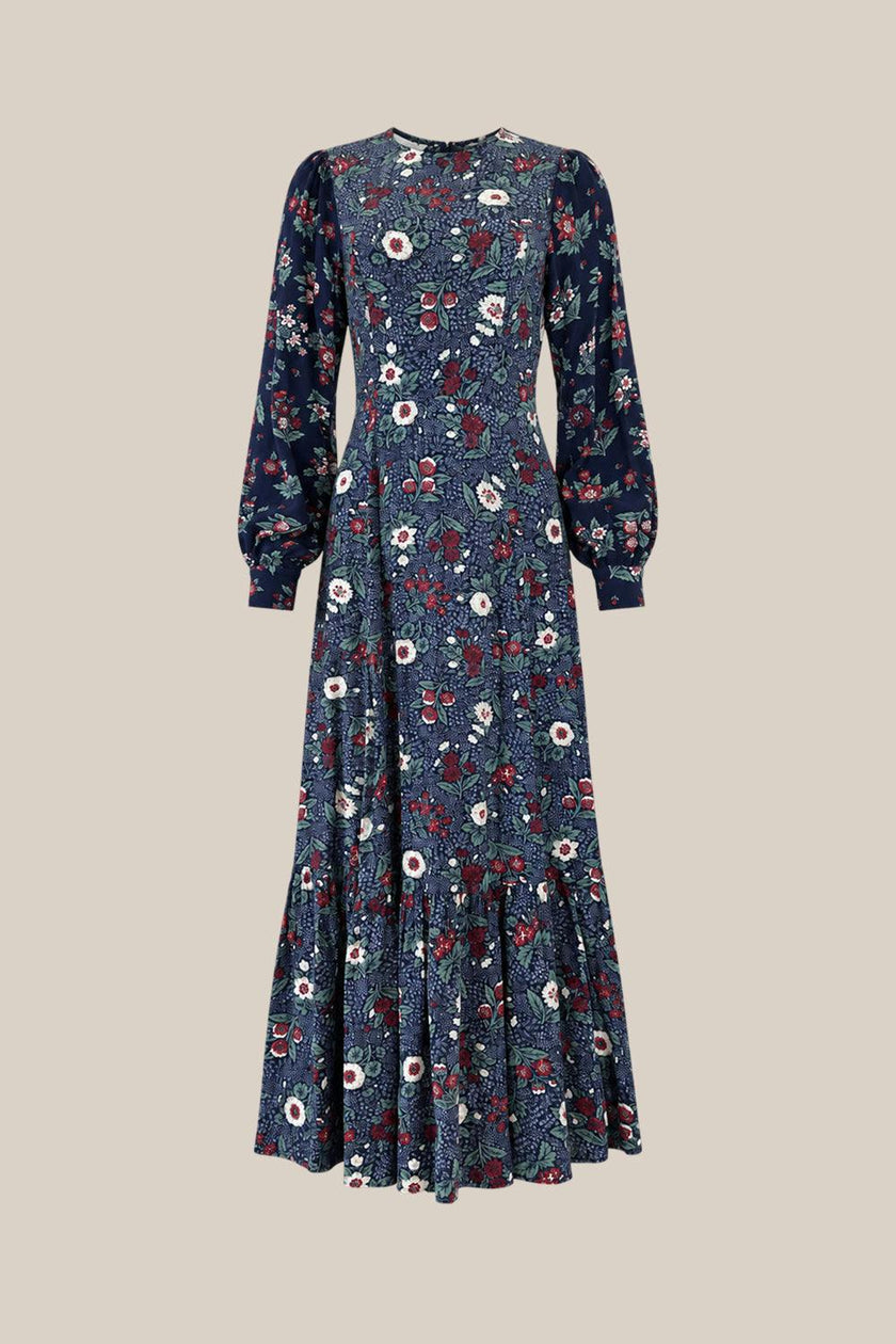 Soleil Dress in Navy Etched Bloom