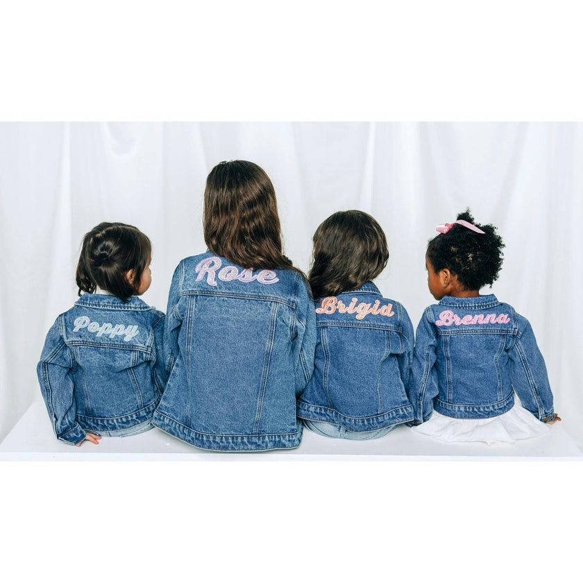 Custom Embroidered Applique Denim Jacket, Floral Multi