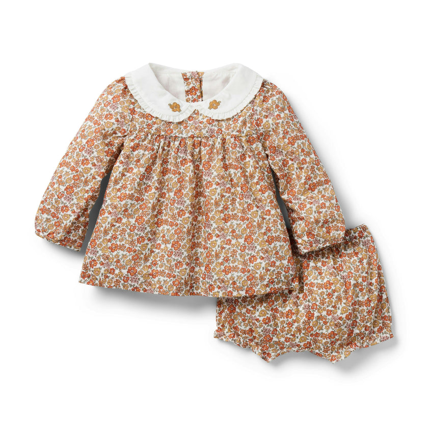 The Fall Floral Matching Baby Set, orange