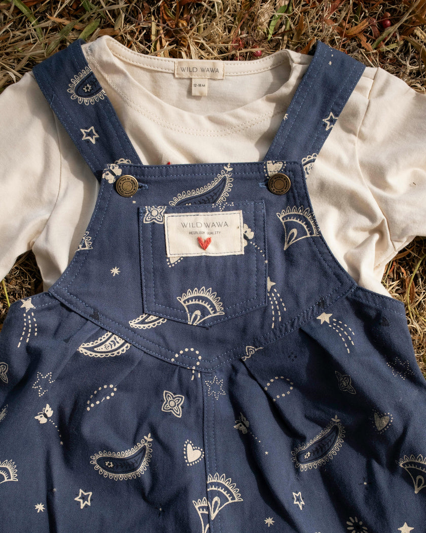 Overall Romper in Midnight Bandana