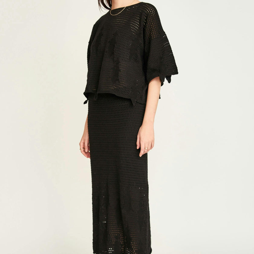 Lokaro Pointelle Skirt in Black