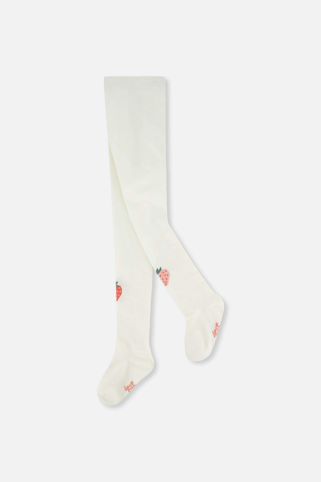Knit Strawberry Tights Off-White