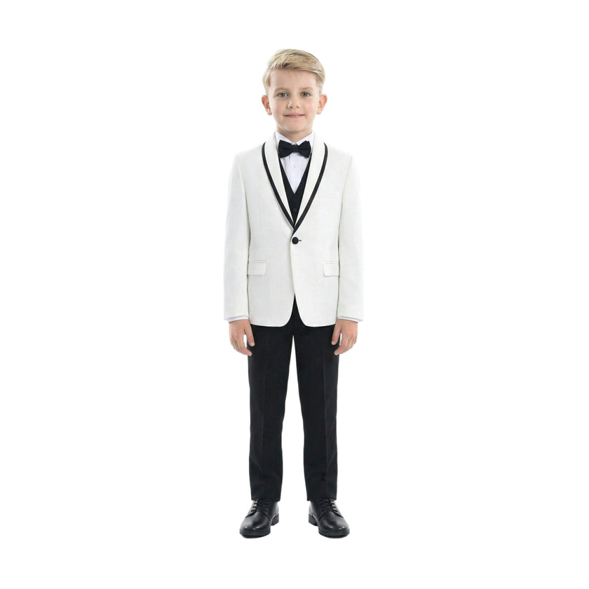 White Suit Set with Black Accents