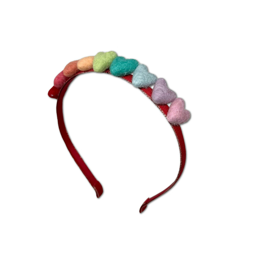 Rainbow Hearts Headband, Red