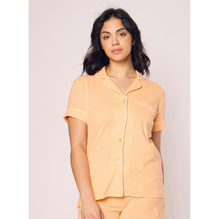 Women's Pima Short Sleeve Short Set in Pink