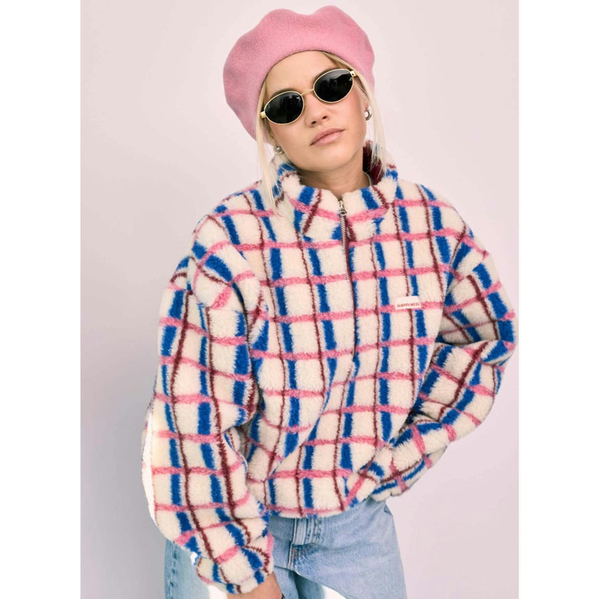 women's wool beret - pink hearts